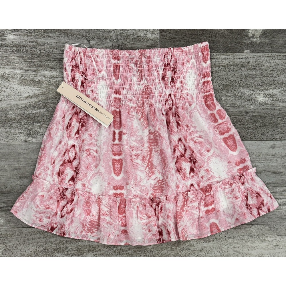 AQUA Girls Bloomingdales Pink Snakeskin Print Skirt Size Large Brand New